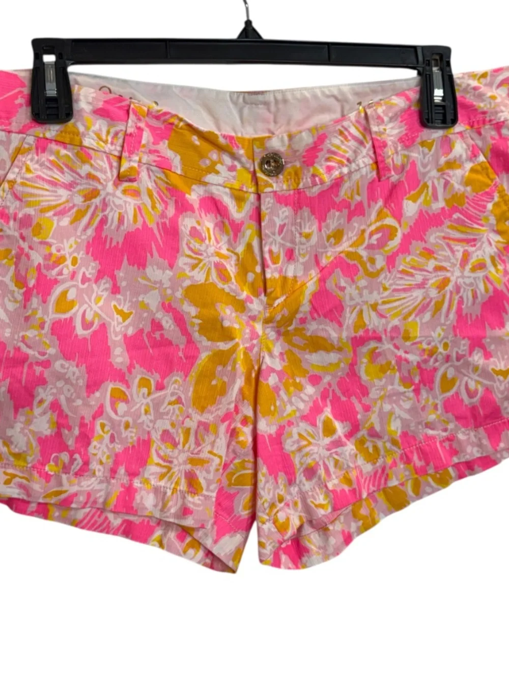 Lilly Pulitzer The Callahan Bright Pink & Yellow Floral Shorts Sz 14